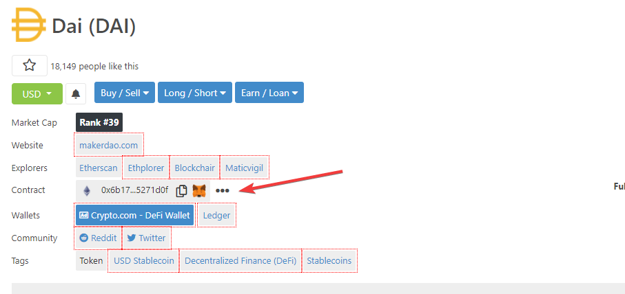 ajouter le DAI sur Metamask